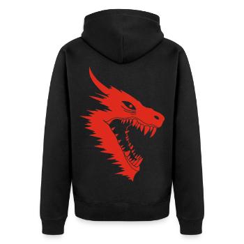 Angriff des roten Drachen - Unisex Premium Bio Zip Hoodie - Schwarz - Hinten - Nico (187cm)