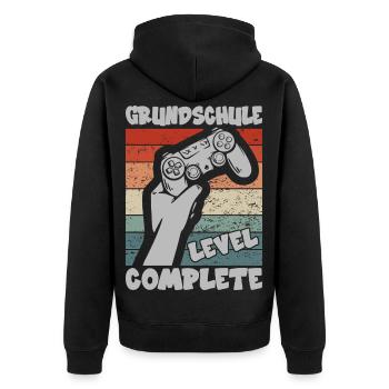 Grundschule Level Complete Gymnasium 5. Klasse - Unisex Premium Bio Zip Hoodie - Schwarz - Hinten - Nico (187cm)