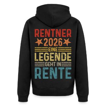 Rentner 2026 - Eine Legende geht in Rente  - Unisex Premium Bio Zip Hoodie - Schwarz - Hinten - Nico (187cm)
