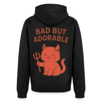 Mauvais mais adorable chat diabolique - Veste à capuche bio Premium Unisexe - noir - Dos - Nico (187cm)