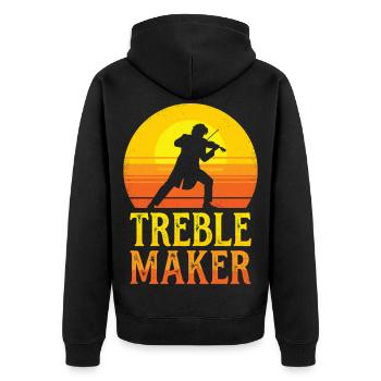 Treble Maker Wortspiel Musiker Violonist Mann - Unisex Premium Bio Zip Hoodie - Schwarz - Hinten - Nico (187cm)