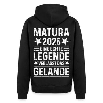 Matura 2026 Une légende quitte le site - Veste à capuche bio Premium Unisexe - noir - Dos - Nico (187cm)