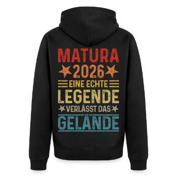 Matura 2026 Une légende quitte le site - Veste à capuche bio Premium Unisexe - noir - Dos - Nico (187cm)