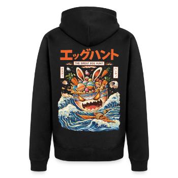 The Great Egg Hunt – Easter Japanese Retro Style - Unisex Premium Organic Zip Hoodie - black - Back - Nico (187cm)