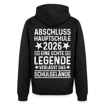 Abschluss Hauptschule 2026 Legende Schulgelände - Unisex Premium Bio Zip Hoodie - Schwarz - Hinten - Nico (187cm)