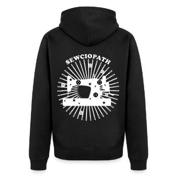 Nähmaschinen Design - White - Unisex Premium Bio Zip Hoodie - Schwarz - Hinten - Nico (187cm)