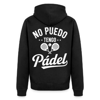 Fun Padel I Can't I Have Padel Padelist - Unisex Premium Organic Zip Hoodie - black - Back - Nico (187cm)