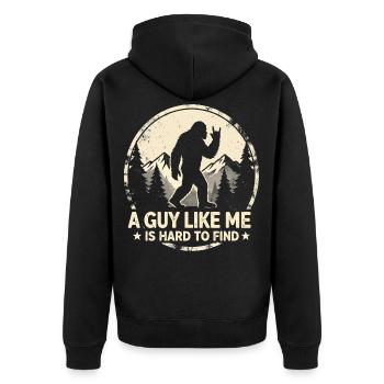 Bigfoot Design – A guy like me is unique - Unisex Premium Organic Zip Hoodie - black - Back - Nico (187cm)