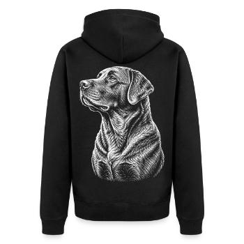 Labrador Portrait Dog Line Art Shirt - Unisex Premium Organic Zip Hoodie - black - Back - Nico (187cm)