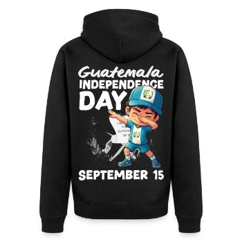 Guatemala Flag T-Shirt Pride & Home Chapín - Unisex Premium Organic Zip Hoodie - black - Back - Nico (187cm)