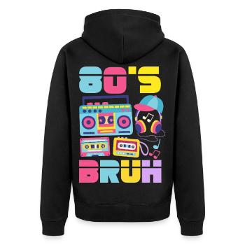 Retour rétro au design vintage des années 80 - Veste à capuche bio Premium Unisexe - noir - Dos - Nico (187cm)