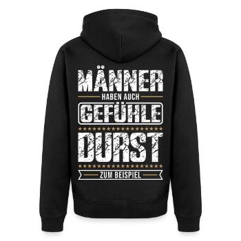 Männer haben auch Gefühle – Lustiger Humor Spruch  - Unisex Premium Bio Zip Hoodie - Schwarz - Hinten - Nico (187cm)