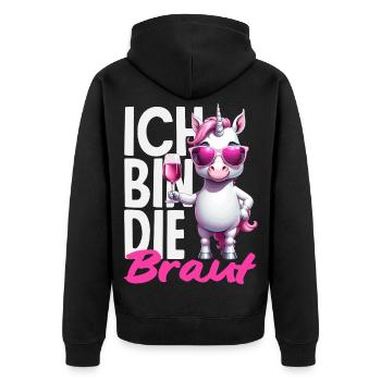 Je suis la mariée célibataire Licorne Vin de la douche nuptiale - Veste à capuche bio Premium Unisexe - noir - Dos - Nico (187cm)