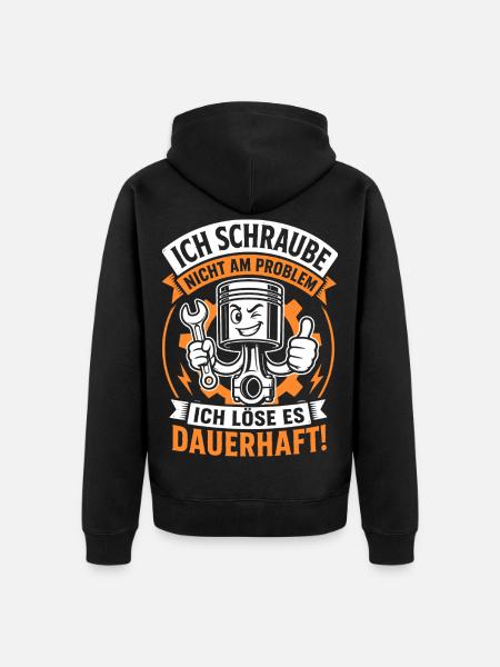 Ich schraube nicht am Problem - Unisex Premium Bio Zip Hoodie - Schwarz