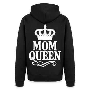 Mom Queen – Vintage Crown Statement Design - Veste à capuche bio Premium Unisexe - noir - Dos - Nico (187cm)