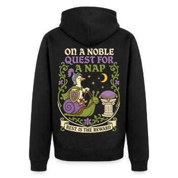 Noble knight in search of sleep - Unisex Premium Organic Zip Hoodie - black - Back - Nico (187cm)