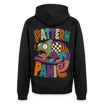 Caméléon panique de motifs - Veste à capuche bio Premium Unisexe - noir - Dos - Nico (187cm)