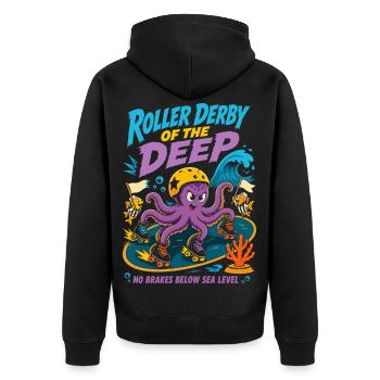 Roller Derby der Tiefsee - Unisex Premium Bio Zip Hoodie - Schwarz - Hinten - Nico (187cm)