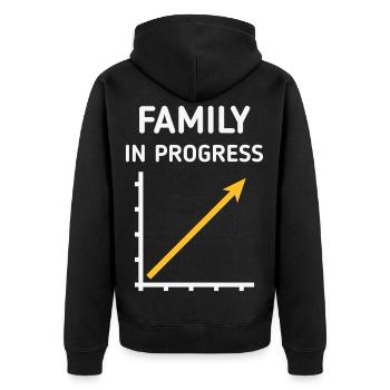 Family In Progress (Schwanger / Eltern / NEG 2C) - Unisex Premium Bio Zip Hoodie - Schwarz - Hinten - Nico (187cm)