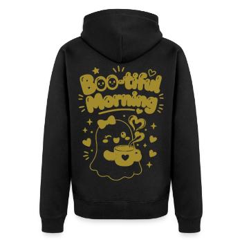 Boo Beautiful Mommy Halloween - Unisex Premium Bio Zip Hoodie - Schwarz - Hinten - Nico (187cm)