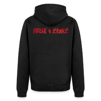 Courage et honneur lettrage noir rouge - Veste à capuche bio Premium Unisexe - noir - Dos - Nico (187cm)