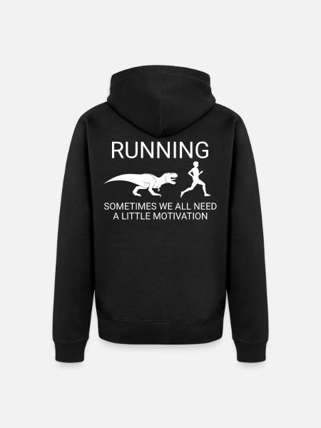 Running Dinosaur Design - Unisex Premium Organic Zip Hoodie - black