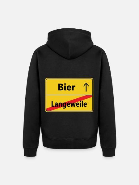 Langeweile? Bier - Unisex Premium Bio Zip Hoodie - Schwarz