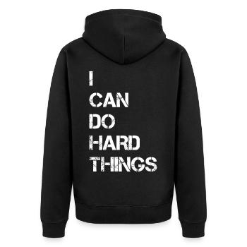 I Can Do Hard Things - Unisex Premium Organic Zip Hoodie - black - Back - Nico (187cm)