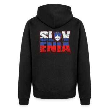 Slowenien - Unisex Premium Bio Zip Hoodie - Schwarz - Hinten - Nico (187cm)