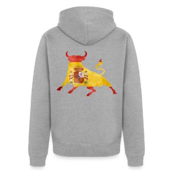 Pride Spain National Flag and Populous Country Fun - Unisex Premium Organic Zip Hoodie - heather grey - Back - Nico (187cm)