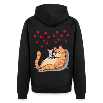 Chat Souris pour toujours Amis Amitié Cœurs - Veste à capuche bio Premium Unisexe - noir - Dos - Nico (187cm)