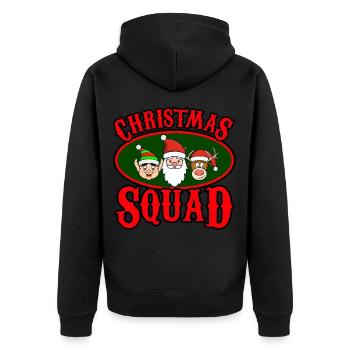 Christmas Squad Weihnachtsmann Elf Rentier - Unisex Premium Bio Zip Hoodie - Schwarz - Hinten - Nico (187cm)