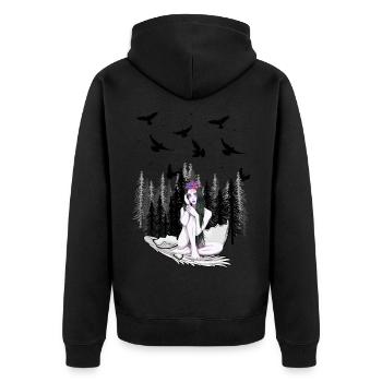 Fantasy Forest Dwellers Nature Fairy Tales Nude Birds - Unisex Premium Organic Zip Hoodie - black - Back - Nico (187cm)