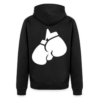 Symbole des gants de boxe - Veste à capuche bio Premium Unisexe - noir - Dos - Nico (187cm)