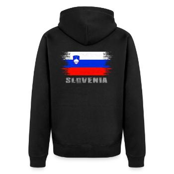 Slowenien - Unisex Premium Bio Zip Hoodie - Schwarz - Hinten - Nico (187cm)