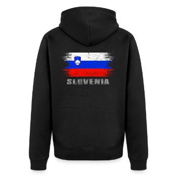 Slowenien Europa - Unisex Premium Bio Zip Hoodie - Schwarz - Hinten - Nico (187cm)