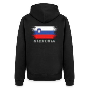 Slowenien - Unisex Premium Bio Zip Hoodie - Schwarz - Hinten - Nico (187cm)
