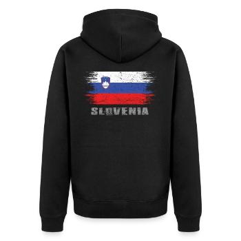 Slowenien - Unisex Premium Bio Zip Hoodie - Schwarz - Hinten - Nico (187cm)