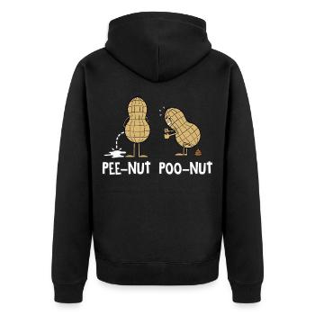Pee Nut Poo Nut - Unisex Premium Bio Zip Hoodie - Schwarz - Hinten - Nico (187cm)