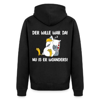 Der Wille war da - Unisex Premium Bio Zip Hoodie - Schwarz - Hinten - Nico (187cm)