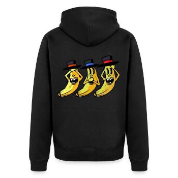 Gentleman Bananen Hut Sir Mister Obst Frucht Hut - Unisex Premium Bio Zip Hoodie - Schwarz - Hinten - Nico (187cm)