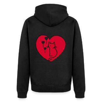 Heart Birthday Gift Cat Kids Baby Xmas - Unisex Premium Organic Zip Hoodie - black - Back - Nico (187cm)