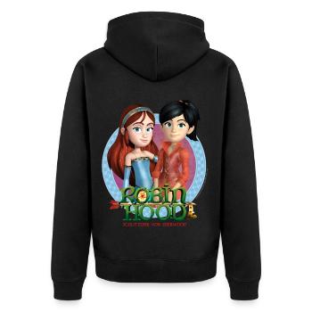 Robin Hood Maid Marian Und Scarlett - Unisex Premium Bio Zip Hoodie - Schwarz - Hinten - Nico (187cm)