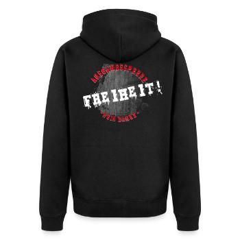 PROTEST GEGEN AUSGANGSSPERRE - Unisex Premium Bio Zip Hoodie - Schwarz - Hinten - Nico (187cm)