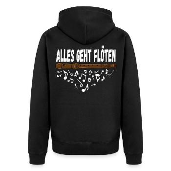Alles Geht Flöten für einen Flötist Flötenspieler - Unisex Premium Bio Zip Hoodie - Schwarz - Hinten - Nico (187cm)