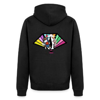 Japan Fan Unicorn Samurai Fantasy Kids Asia - Unisex Premium Organic Zip Hoodie - black - Back - Nico (187cm)
