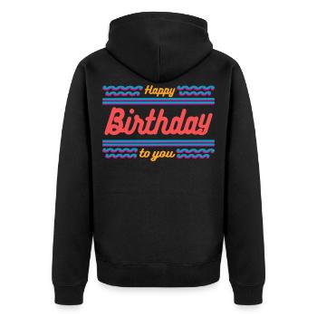 Geburtstagsgrüße glückliche Wunschgeschenkidee - Unisex Premium Bio Zip Hoodie - Schwarz - Hinten - Nico (187cm)