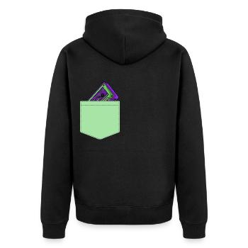 Kassette Musik Brusttasche 80er Geschenk Idee - Unisex Premium Bio Zip Hoodie - Schwarz - Hinten - Nico (187cm)