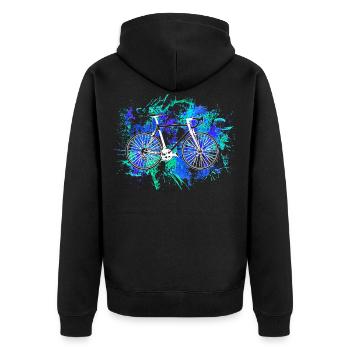 Fahrrad Radfahrer Fahrradfahren Bike Rad Geschenk - Unisex Premium Bio Zip Hoodie - Schwarz - Hinten - Nico (187cm)