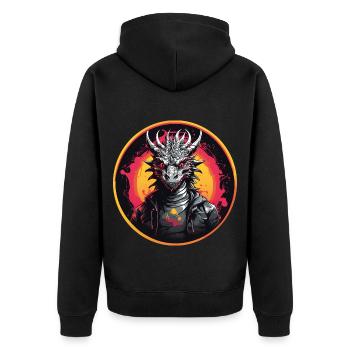 Motif dragon avec cornes - Veste à capuche bio Premium Unisexe - noir - Dos - Nico (187cm)